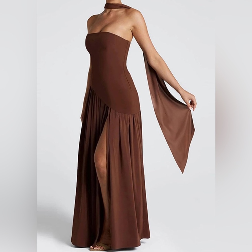 Elegant Brown Evening Gown